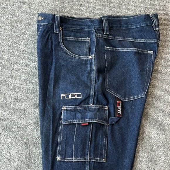 FUBU Jeans Men 36 X 34 Blue Denim Cargo The Collection Y2K Vintage 90s Baggy P1 - Picture 14 of 15